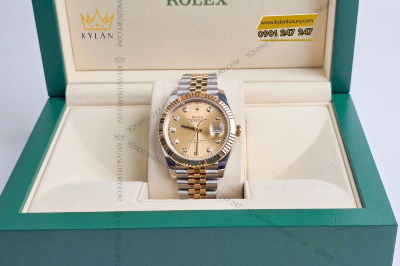 Đồng hồ Rolex Datejust 41 126333 mặt Champagne nạm kim cương
