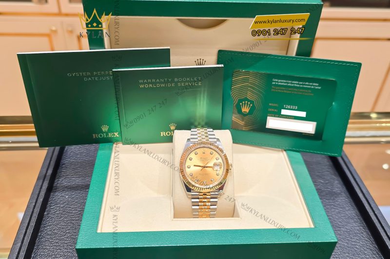 Đồng hồ Rolex Datejust 41 126333 mặt Champagne nạm kim cương