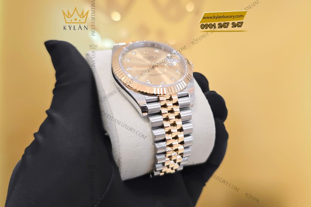 Kỳ Lân Luxury Dong ho Rolex Datejust 41 126333 mat Champagne nam kim cuong 23 Đồng hồ Rolex Datejust 41 126333 mặt Champagne nạm kim cương