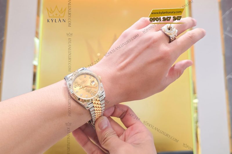Đồng hồ Rolex Datejust 41 126333 mặt Champagne nạm kim cương