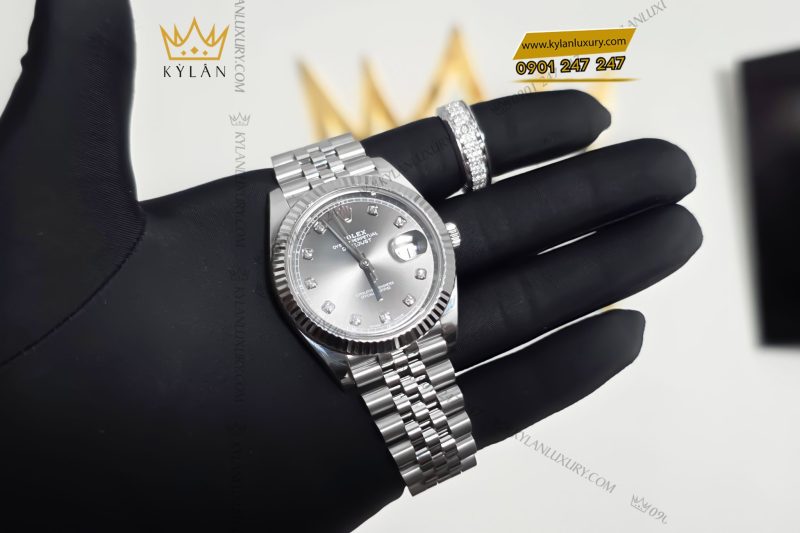 Đồng hồ Rolex Datejust 41 126334-0006 mặt xám ghi, cọc số kim cương