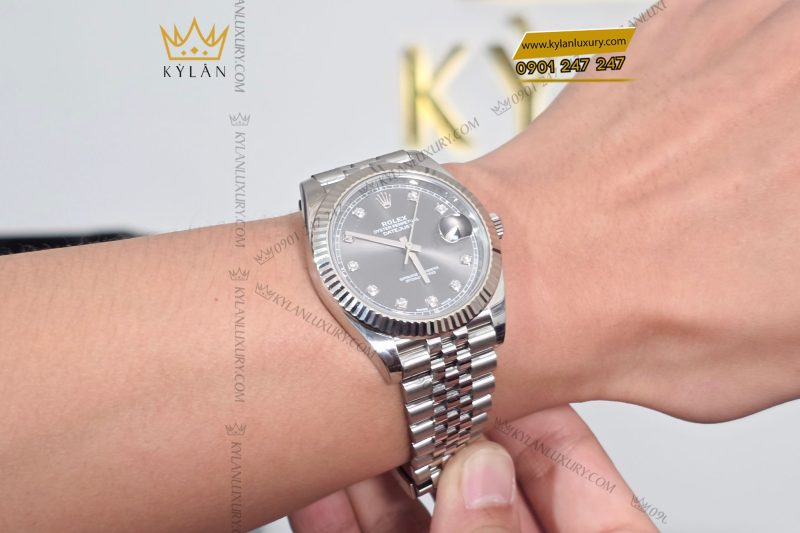 Đồng hồ Rolex Datejust 41 126334-0006 mặt xám ghi, cọc số kim cương