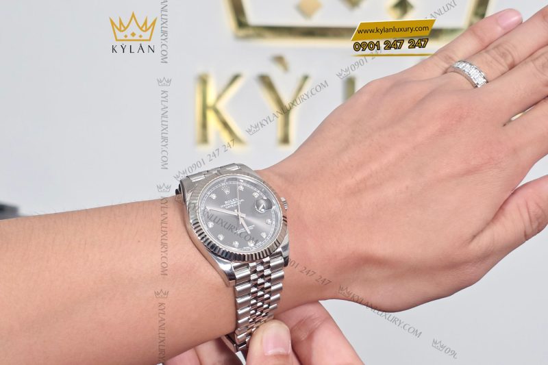 Đồng hồ Rolex Datejust 41 126334-0006 mặt xám ghi, cọc số kim cương