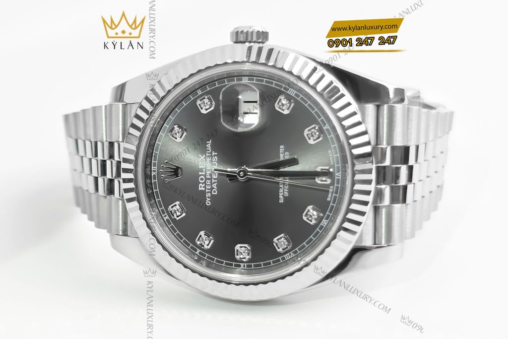 Kỳ Lân Luxury Dong ho Rolex Datejust 41 126334 0006 mat xam ghi coc so kim cuong 5 Đồng hồ Rolex Datejust 41 126334-0006 mặt xám ghi, cọc số kim cương