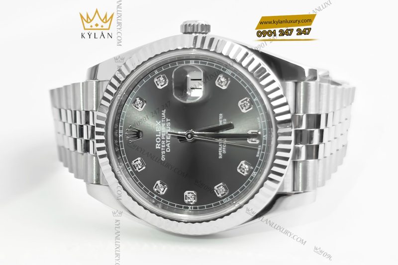 Đồng hồ Rolex Datejust 41 126334-0006 mặt xám ghi, cọc số kim cương