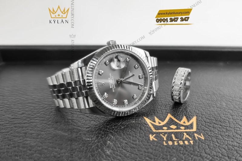 Đồng hồ Rolex Datejust 41 126334-0006 mặt xám ghi, cọc số kim cương
