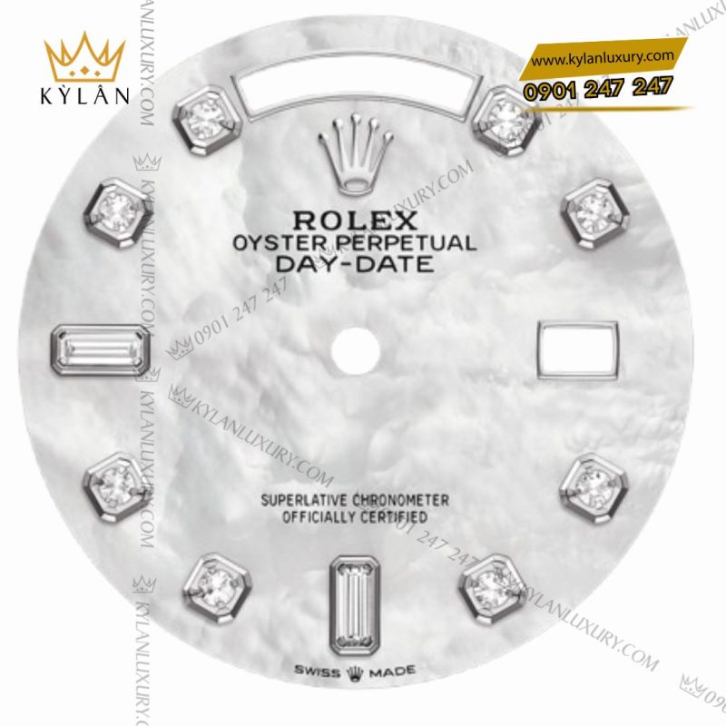 Đồng hồ Rolex Day-Date 36 128349RBR-0004 mặt số khảm trai, cọc số kim cương