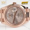 Đồng hồ Rolex Day Date 40 228235-0004 mặt số Sundust, cọc số kim cương