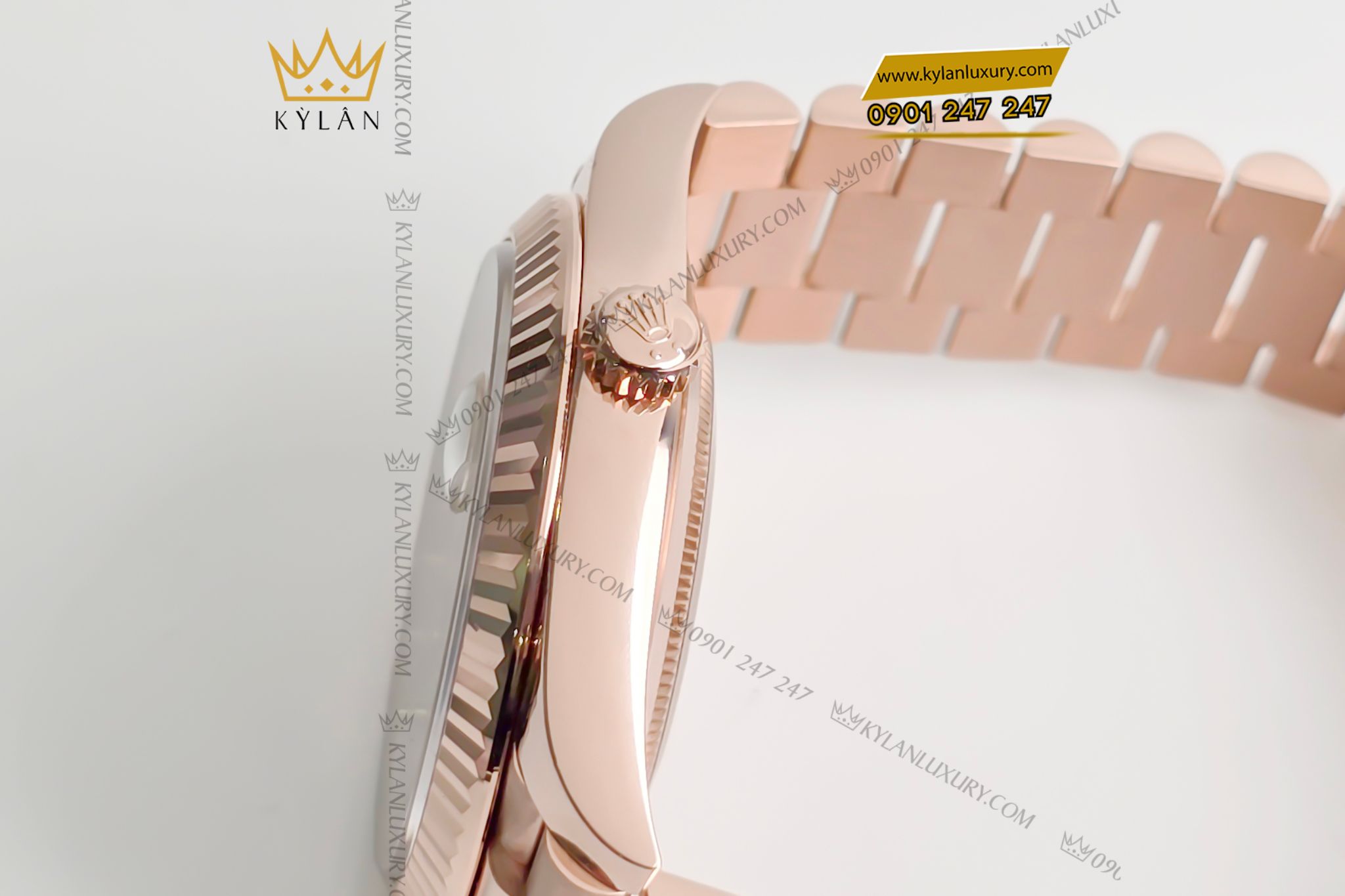 Kỳ Lân Luxury Dong ho Rolex Day Date 40 228235 0004 mat so Sundust coc so kim cuong 5 Đồng hồ Rolex Day Date 40 228235-0004 mặt số Sundust, cọc số kim cương