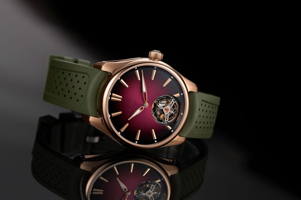 Kỳ Lân Luxury H Moser Cie Pioneer Tourbillon Burgundy 1 1 Đồng hồ Pioneer Tourbillon của H. Moser & Cie màu đỏ tía