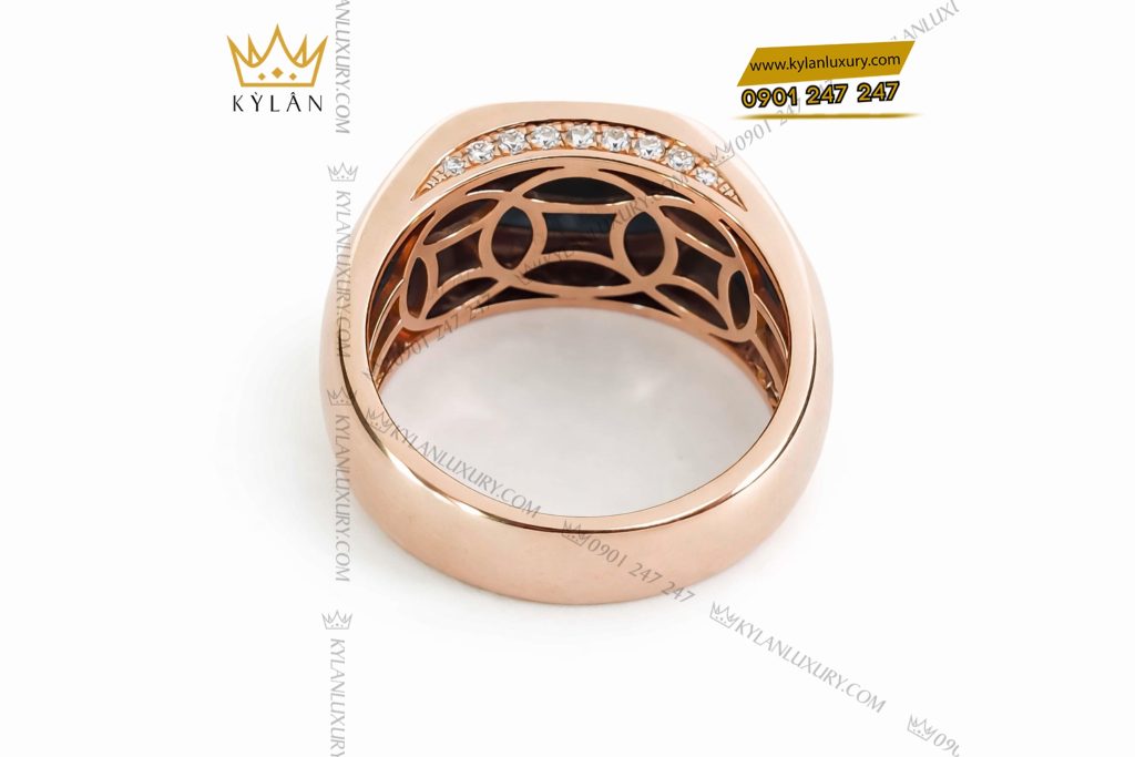Kỳ Lân Luxury Nhan nam vang nguyen khoi Au750 dinh da quy den 4 Nhẫn nam vàng nguyên khối Au750 đính đá quý đen
