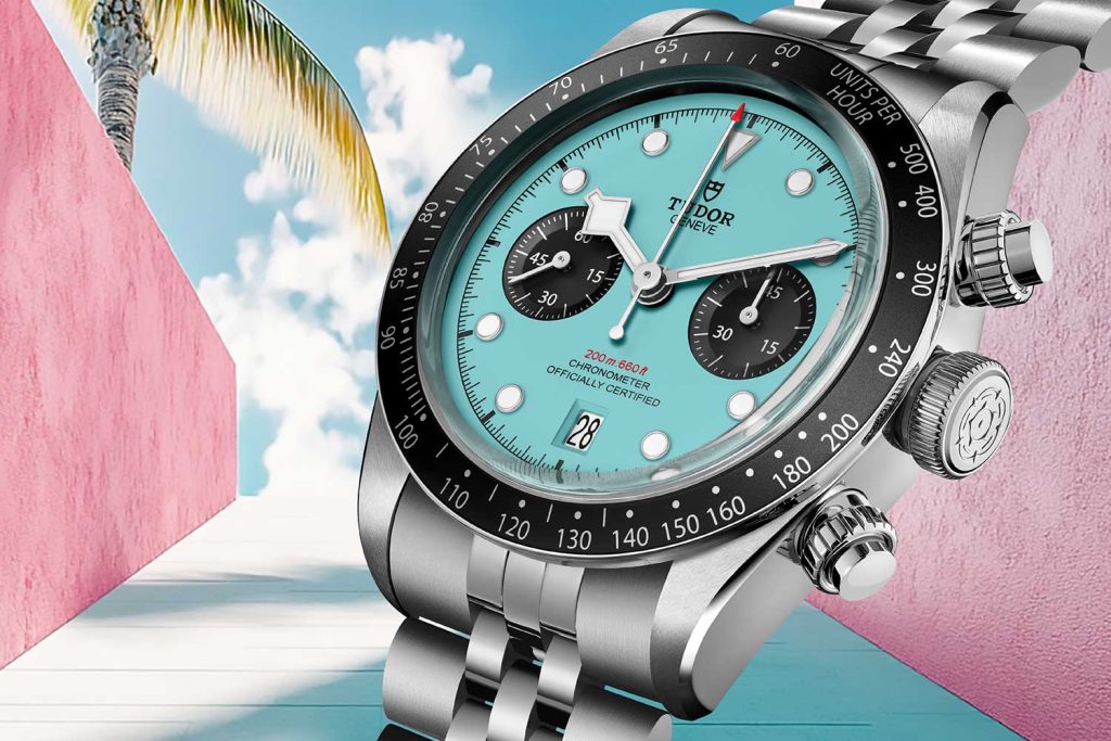 Kỳ Lân Luxury Tudor Black Bay Chrono Mau xanh Flamingo 1 Đồng hồ Tudor Black Bay Chrono “Flamingo Blue”