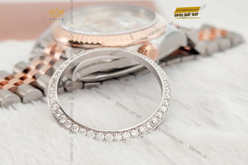 Kỳ Lân Luxury Vanh Bezel Rolex vang trang 18k Au750 dinh kim cuong 6 Vòng Bezel Rolex vàng trắng 18k Au750 đính kim cương