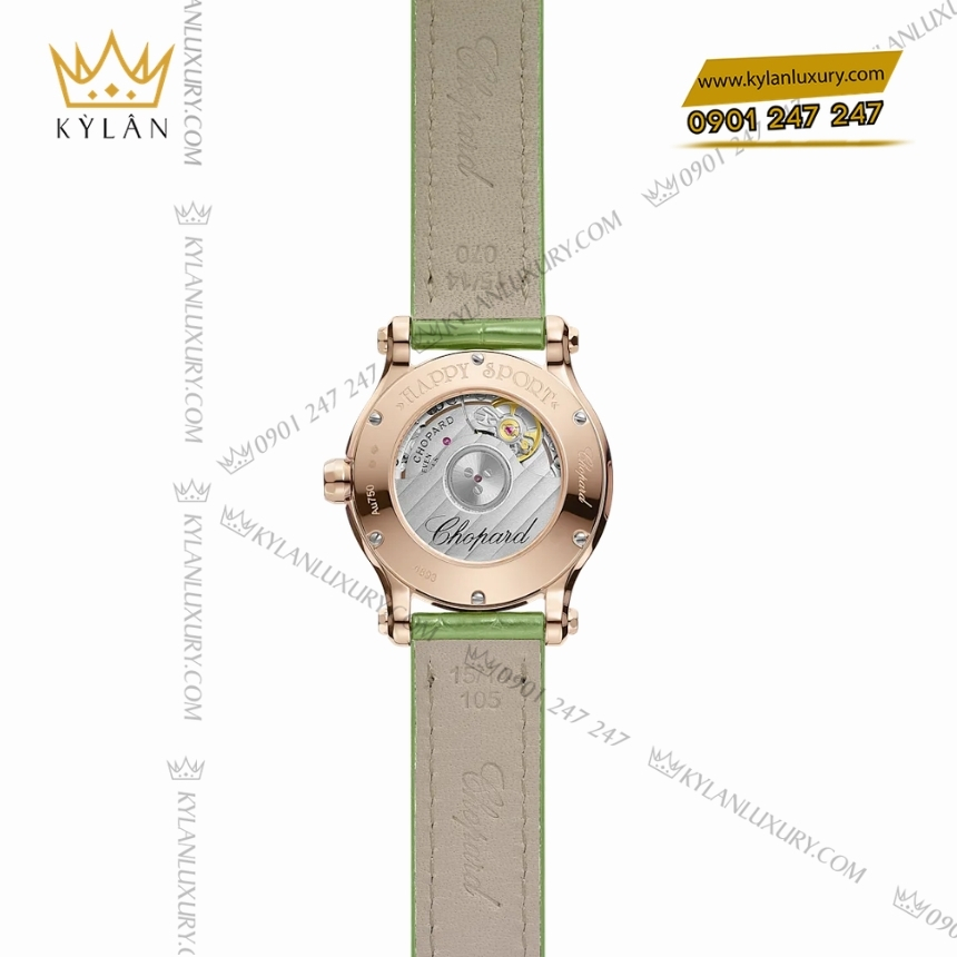 Kỳ Lân Luxury dong ho chopard happy sport 274893 50 4 Đồng hồ Chopard Happy Sport xà cừ xanh lá 274893-5016