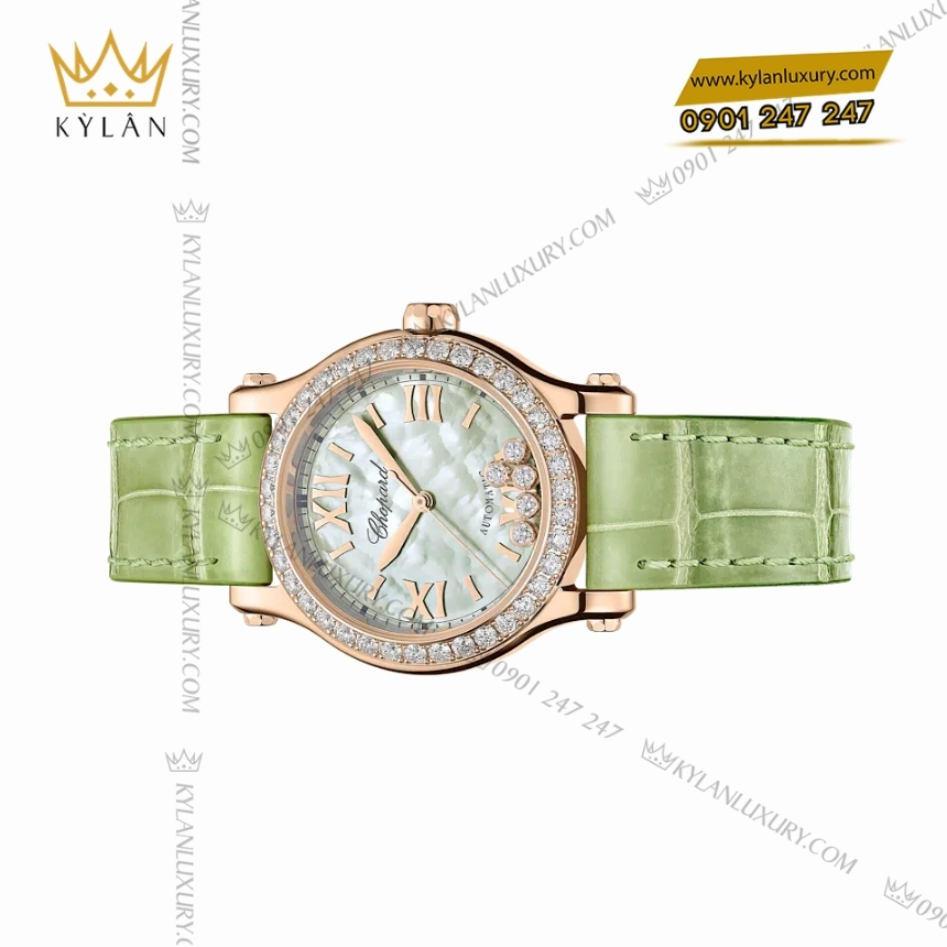 Kỳ Lân Luxury dong ho chopard happy sport 274893 50 7 Đồng hồ Chopard Happy Sport xà cừ xanh lá 274893-5016