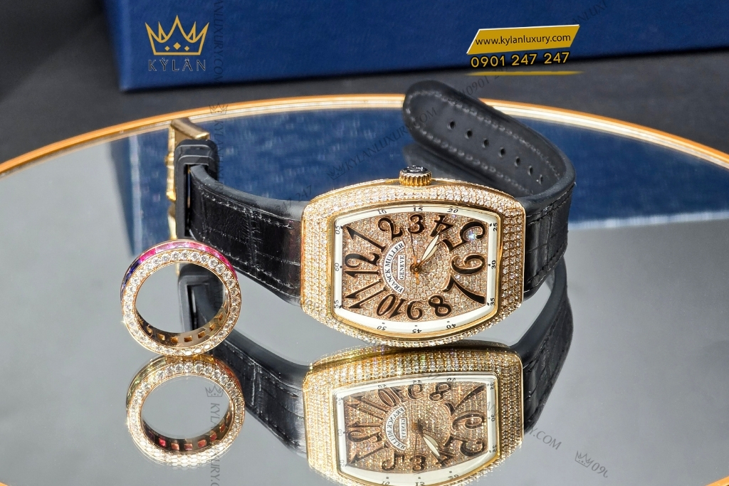 Kỳ Lân Luxury dong ho franck muller gold custom diamond 14 Đồng hồ Franck Muller Geneve V32 Rose Gold Diamond