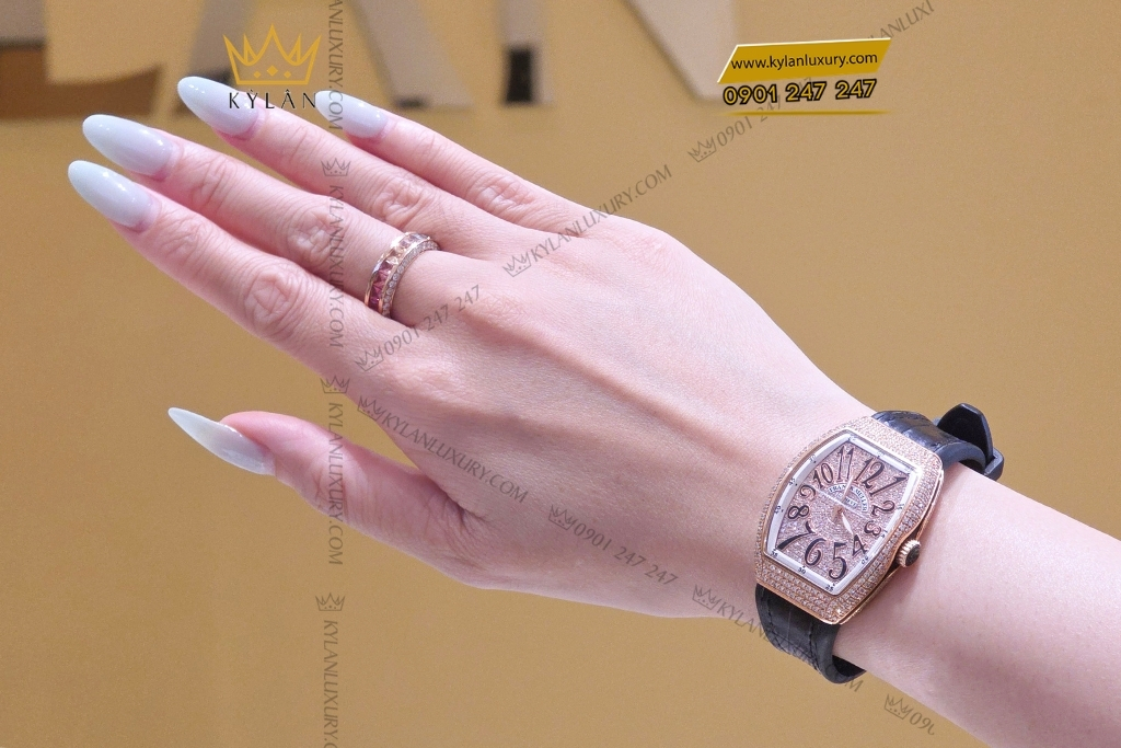Kỳ Lân Luxury dong ho franck muller gold custom diamond 17 Đồng hồ Franck Muller Geneve V32 Rose Gold Diamond