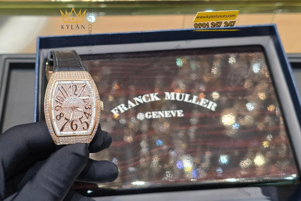 Kỳ Lân Luxury dong ho franck muller gold custom diamond 5 Đồng hồ Franck Muller Geneve V32 Rose Gold Diamond