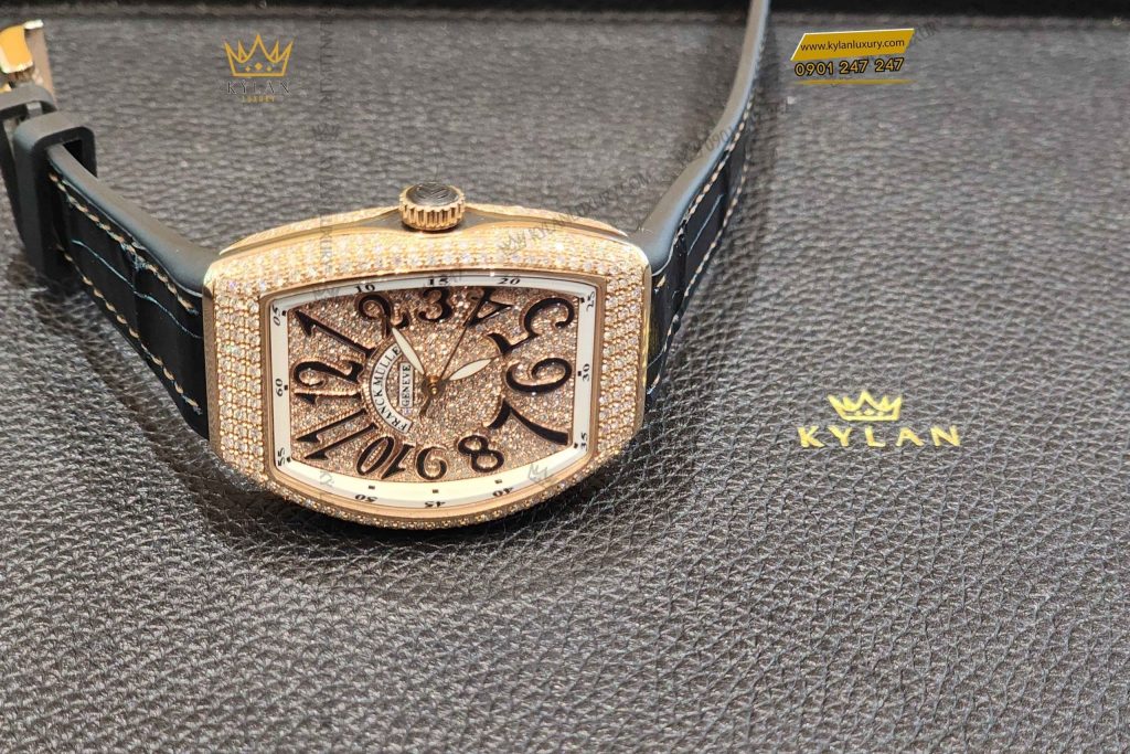 Kỳ Lân Luxury dong ho franck muller gold custom diamond 7 Đồng hồ Franck Muller Geneve V32 Rose Gold Diamond