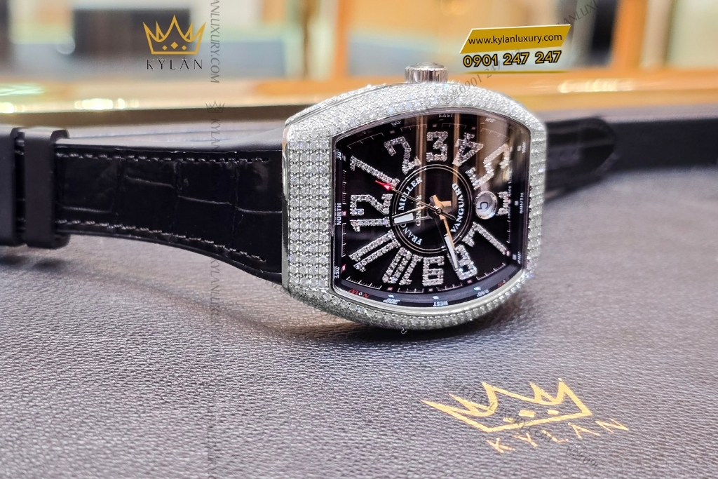 Kỳ Lân Luxury dong ho franck muller vanguard v41 black pave diamond 11 Đồng hồ Franck Muller Vanguard V41 Black Pavé Diamond