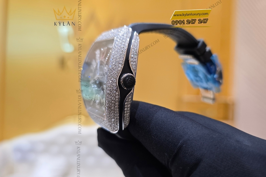 Kỳ Lân Luxury dong ho franck muller vanguard v41 black pave diamond 13 Đồng hồ Franck Muller Vanguard V41 Black Pavé Diamond