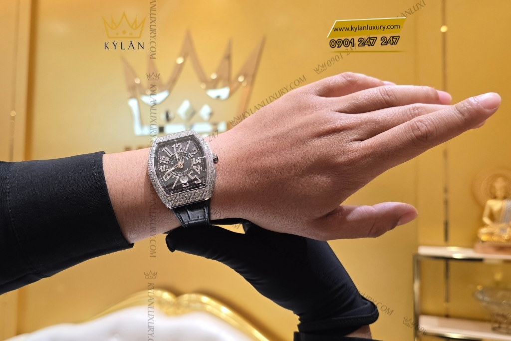 Kỳ Lân Luxury dong ho franck muller vanguard v41 black pave diamond 8 Đồng hồ Franck Muller Vanguard V41 Black Pavé Diamond