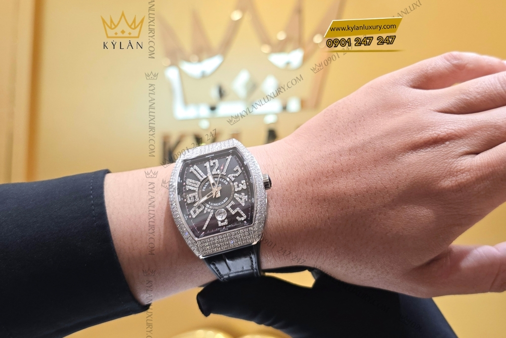 Kỳ Lân Luxury dong ho franck muller vanguard v41 black pave diamond 9 Đồng hồ Franck Muller Vanguard V41 Black Pavé Diamond