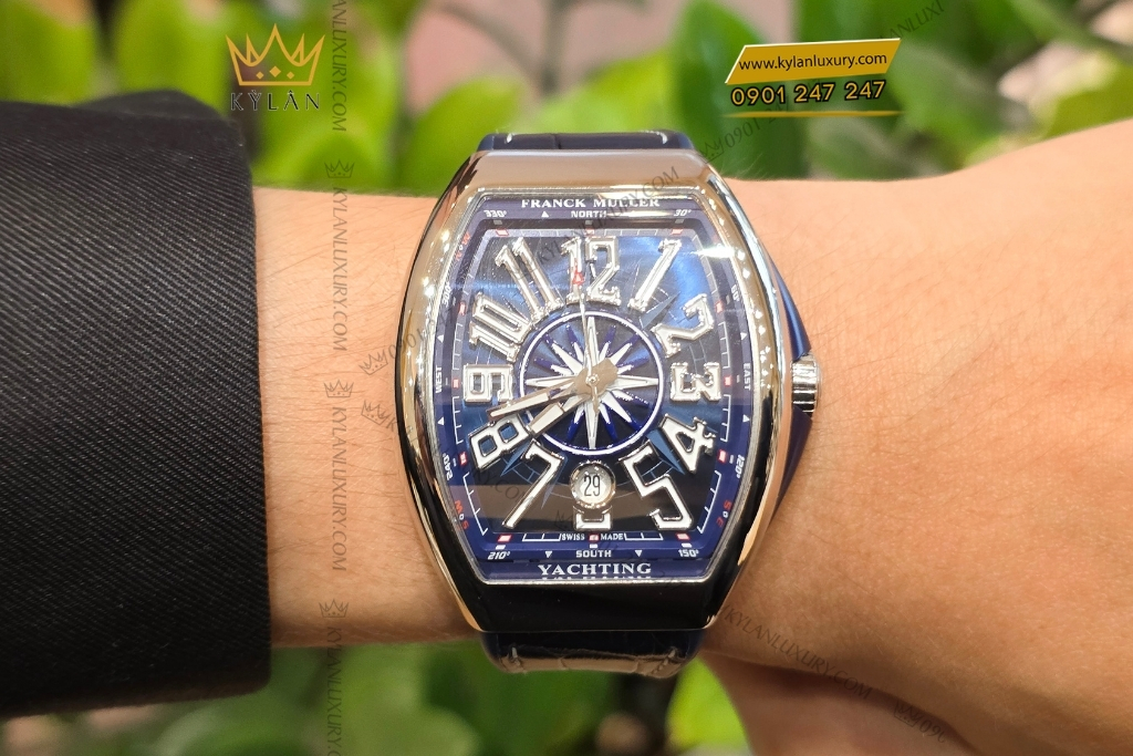 Kỳ Lân Luxury dong ho franck muller vanguard yachting v41 sc dt mat so xanh 10 Đồng hồ Franck Muller Vanguard Yachting - V41 SC DT mặt số xanh