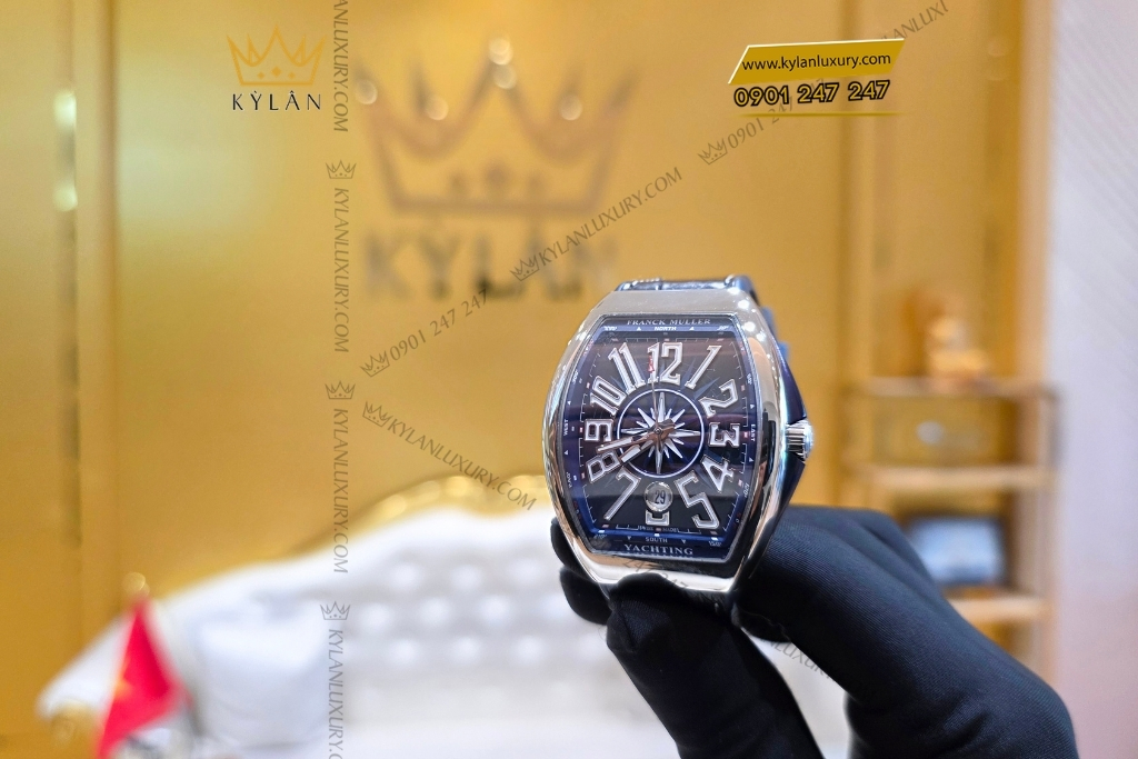 Kỳ Lân Luxury dong ho franck muller vanguard yachting v41 sc dt mat so xanh 12 Đồng hồ Franck Muller Vanguard Yachting - V41 SC DT mặt số xanh