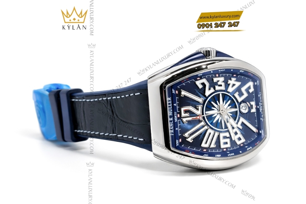 Kỳ Lân Luxury dong ho franck muller vanguard yachting v41 sc dt mat so xanh 4 Đồng hồ Franck Muller Vanguard Yachting - V41 SC DT mặt số xanh