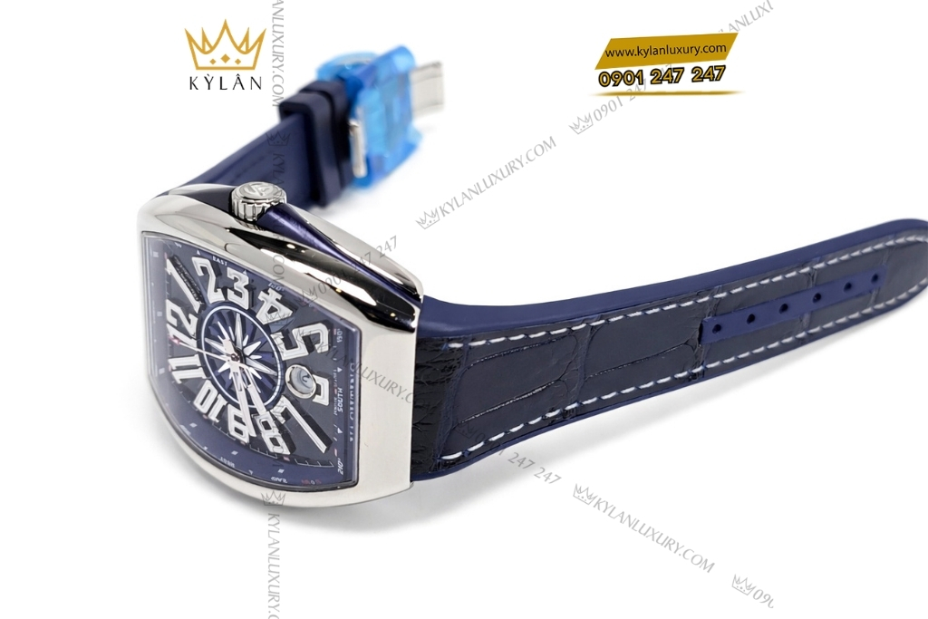 Kỳ Lân Luxury dong ho franck muller vanguard yachting v41 sc dt mat so xanh 6 Đồng hồ Franck Muller Vanguard Yachting - V41 SC DT mặt số xanh