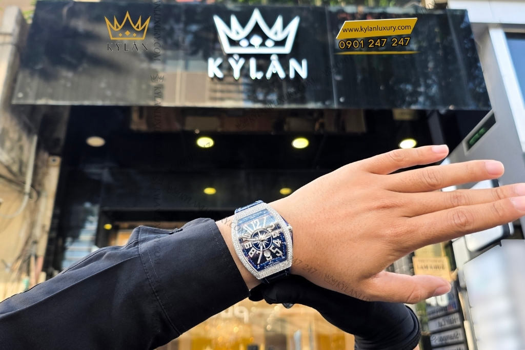 Kỳ Lân Luxury dong ho franck muller yachting v41 sc dt 11 Đồng hồ Franck Muller Yachting V41 SC DT xanh dương kim cương