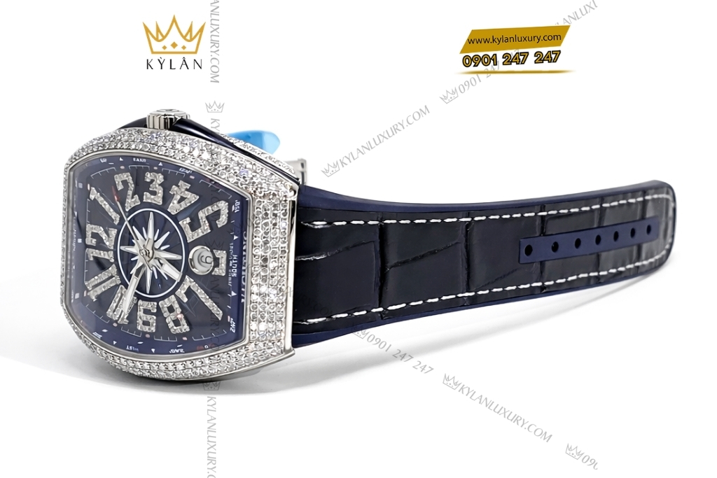 Kỳ Lân Luxury dong ho franck muller yachting v41 sc dt 7 Đồng hồ Franck Muller Yachting V41 SC DT xanh dương kim cương