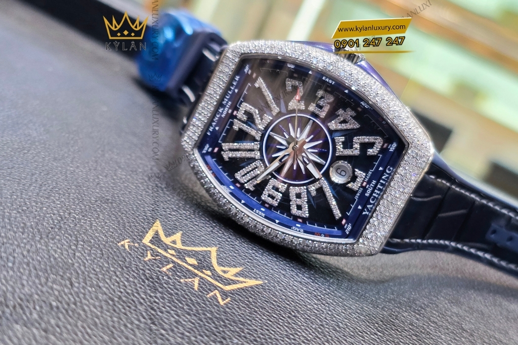 Kỳ Lân Luxury dong ho franck muller yachting v41 sc dt 8 Đồng hồ Franck Muller Yachting V41 SC DT xanh dương kim cương