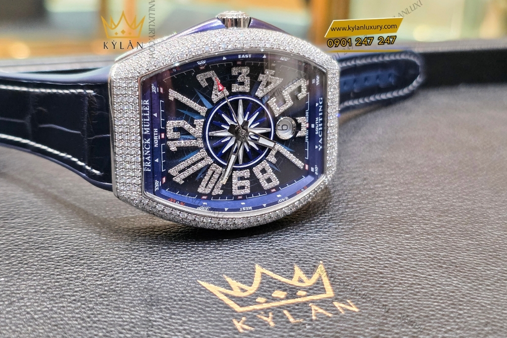 Kỳ Lân Luxury dong ho franck muller yachting v41 sc dt 9 Đồng hồ Franck Muller Yachting V41 SC DT xanh dương kim cương