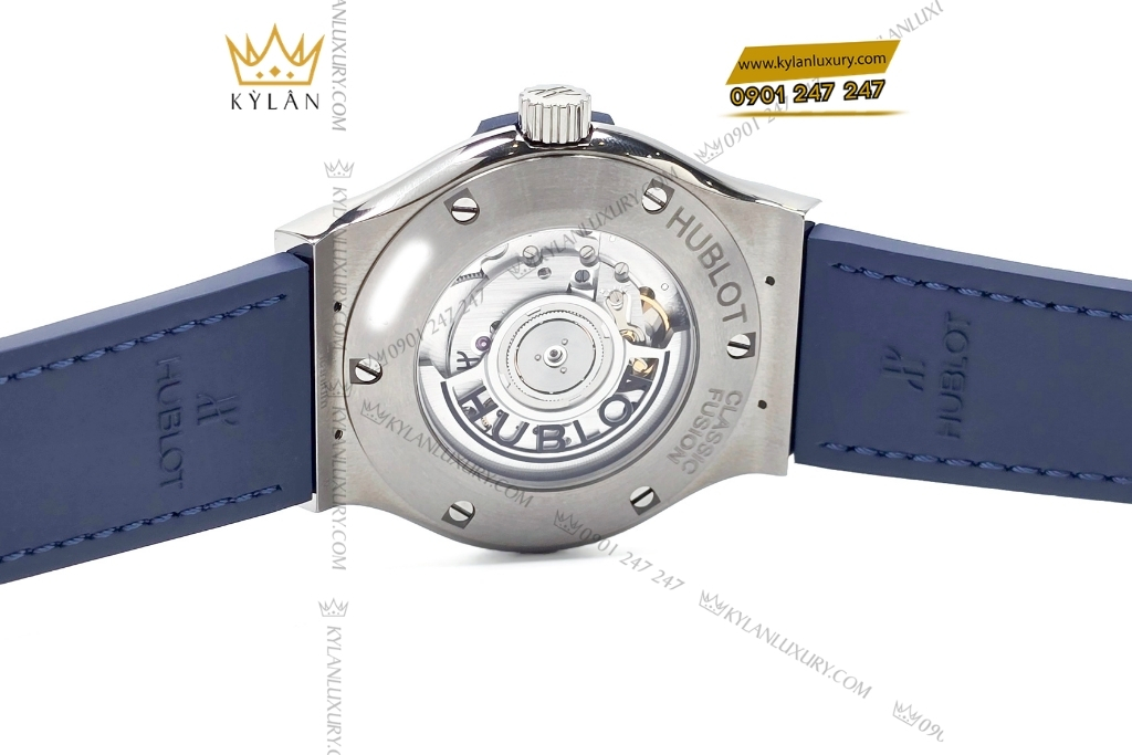 Kỳ Lân Luxury dong ho hublot classic fusion blue custom diamond 5 Đồng hồ Hublot Classic Fusion Titanium Blue Custom Diamond 42mm