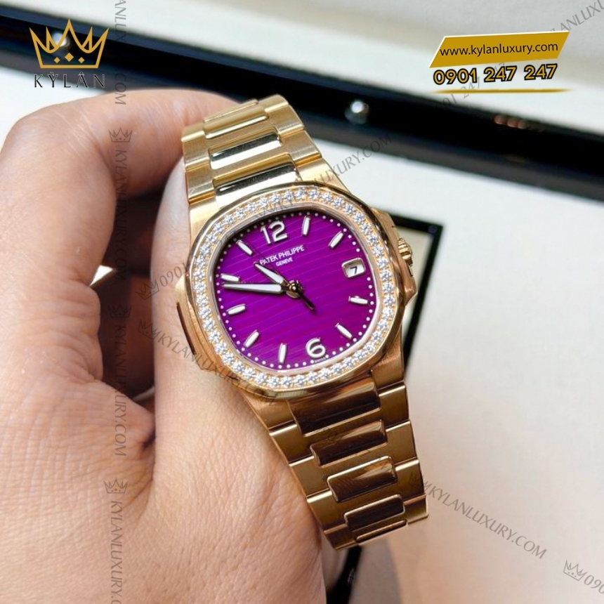 Kỳ Lân Luxury dong ho patek philippe 7010 1r 013 2 Đồng hồ Patek Philippe Nautilus mặt số tím vành kim 7010-1R-013