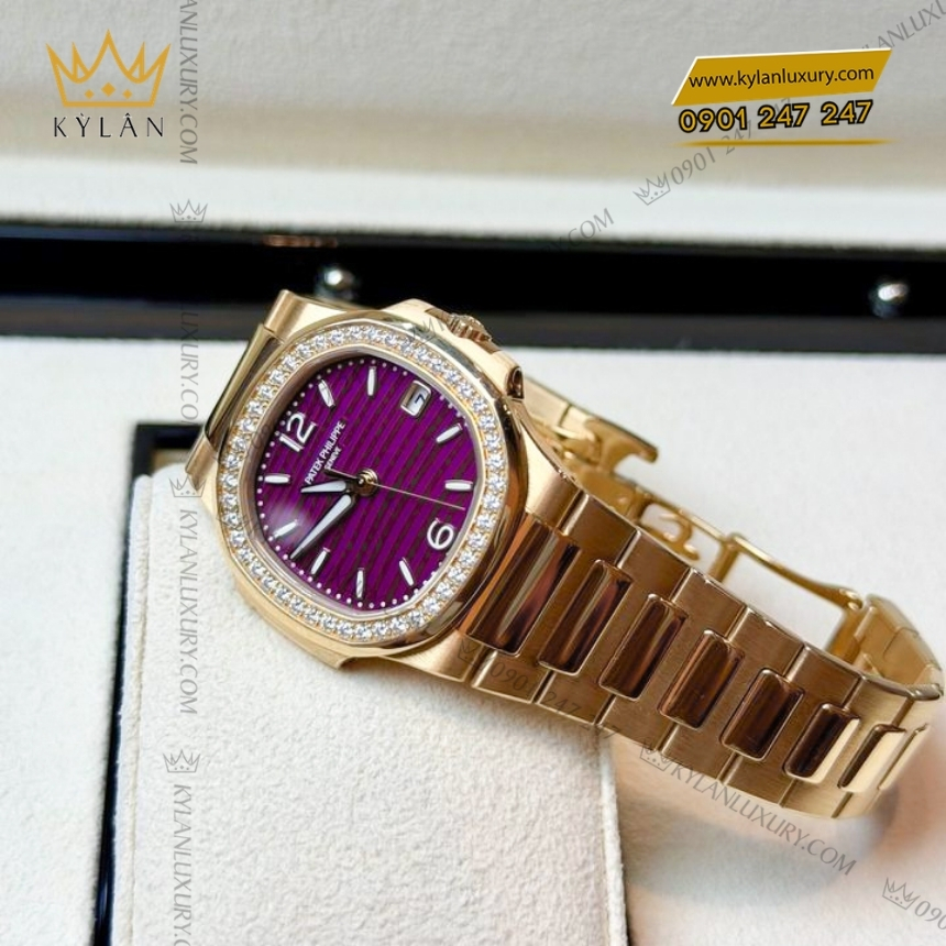Kỳ Lân Luxury dong ho patek philippe 7010 1r 013 5 Đồng hồ Patek Philippe Nautilus mặt số tím vành kim 7010-1R-013