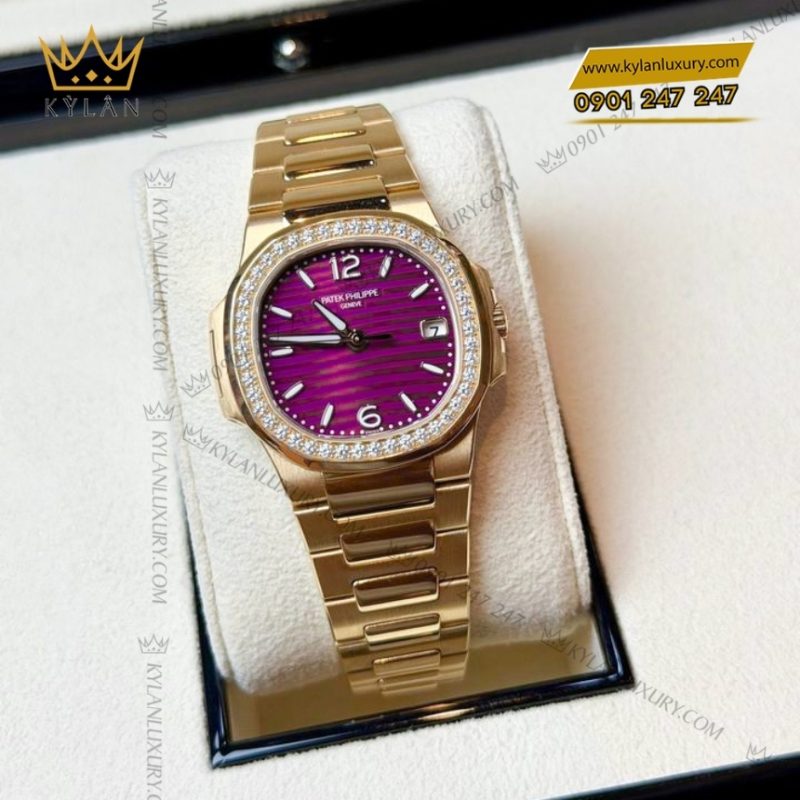 Đồng hồ Patek Philippe Nautilus mặt số tím vành kim 7010-1R-013