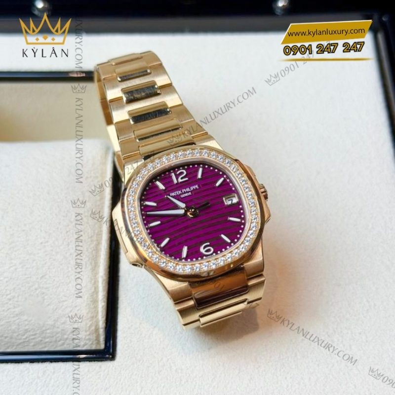 Đồng hồ Patek Philippe Nautilus mặt số tím vành kim 7010-1R-013