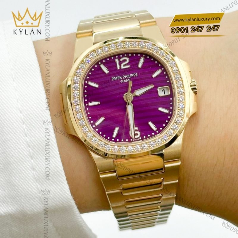 Đồng hồ Patek Philippe Nautilus mặt số tím vành kim 7010-1R-013