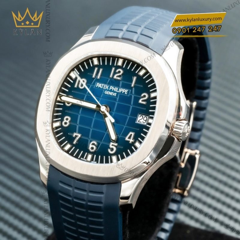 Đồng hồ Patek Philippe Aquanaut vàng trắng mặt xanh dương 5168G-001