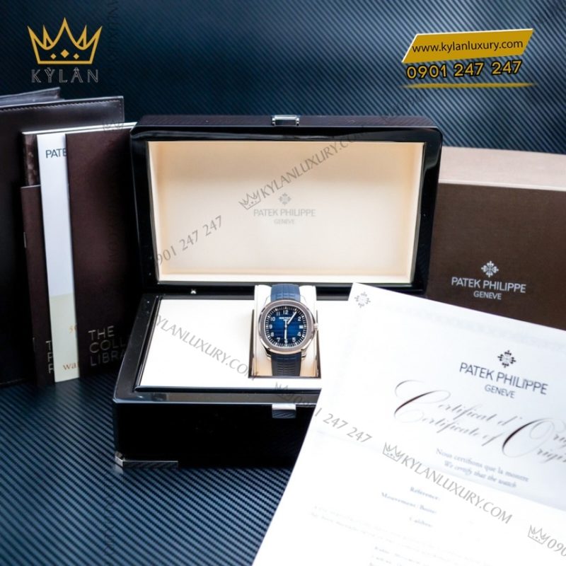 Đồng hồ Patek Philippe Aquanaut vàng trắng mặt xanh dương 5168G-001