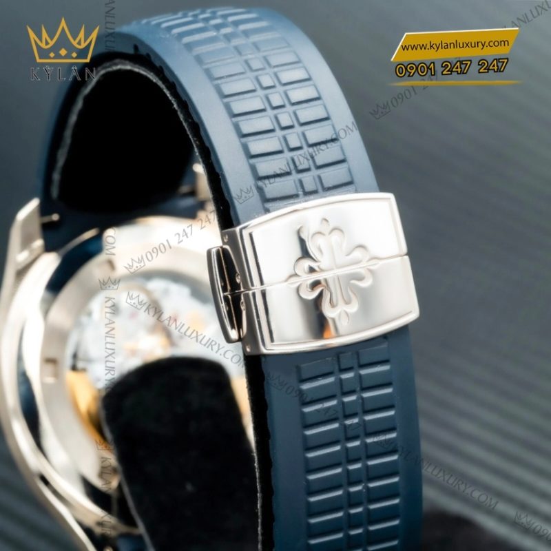 Đồng hồ Patek Philippe Aquanaut vàng trắng mặt xanh dương 5168G-001