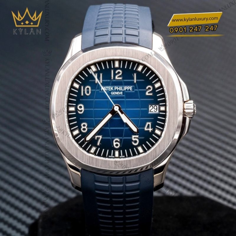 Đồng hồ Patek Philippe Aquanaut vàng trắng mặt xanh dương 5168G-001