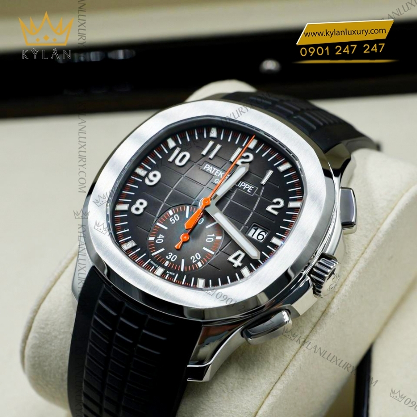 Kỳ Lân Luxury dong ho patek philippe aquanaut 5968a 001 5 Đồng hồ Patek Philippe Aquanaut Chronograph mặt xám than 5968A-001