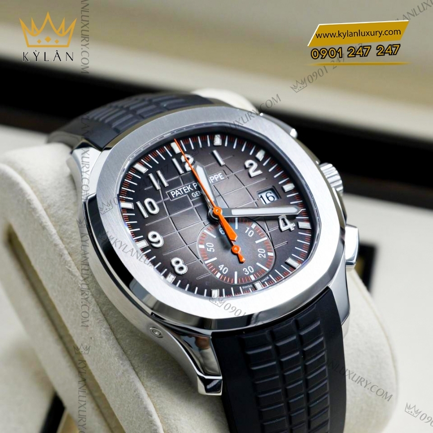 Kỳ Lân Luxury dong ho patek philippe aquanaut 5968a 001 6 Đồng hồ Patek Philippe Aquanaut Chronograph mặt xám than 5968A-001