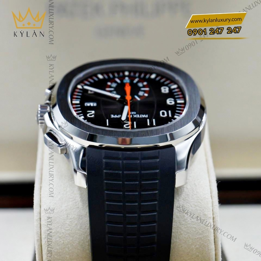 Kỳ Lân Luxury dong ho patek philippe aquanaut 5968a 001 7 Đồng hồ Patek Philippe Aquanaut Chronograph mặt xám than 5968A-001