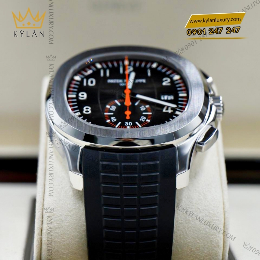 Kỳ Lân Luxury dong ho patek philippe aquanaut 5968a 001 8 Đồng hồ Patek Philippe Aquanaut Chronograph mặt xám than 5968A-001