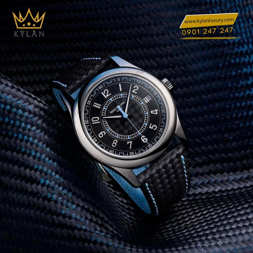 Kỳ Lân Luxury dong ho patek philippe calatrava 6007g 011 2 Đồng hồ Patek Philippe Calatrava mặt đen phối xanh 6007G-011